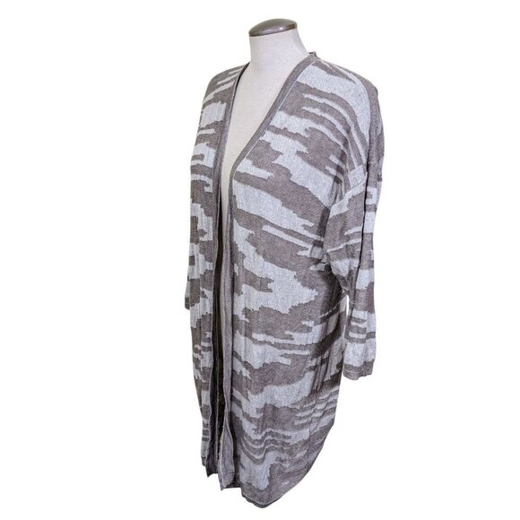 Chicos Easy Wear Women L Taupe Lighweight Open Cardigan Abstract Geometric Print - Picture 5 of 8